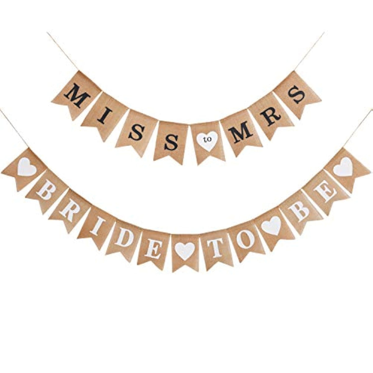 2 Pieces Bride To Be Banner Bride Sign Burlap Banner Bridal Shower Decorations Rustic Bunting Garland For Party Decorations Supplies (Black, White)