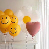 120Pcs 10Inch + Ribbon 66Ft /Smiley Face Balloons/Smiley Face Birthday Decorations