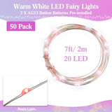 50 Pack Led Fairy Lights Battery Operated String 3 Speed Modes 7 Ft 20 Led Starry Wedding Decoration Waterproof Wire Twi