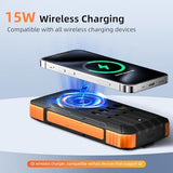 Solar Charger Power Bank 49800mAh Wireless Portable Phone Charger, 22.5W QC3.0 Fast Charging Built in 4 Cables with USB C 6 Outputs & 2 Inputs for