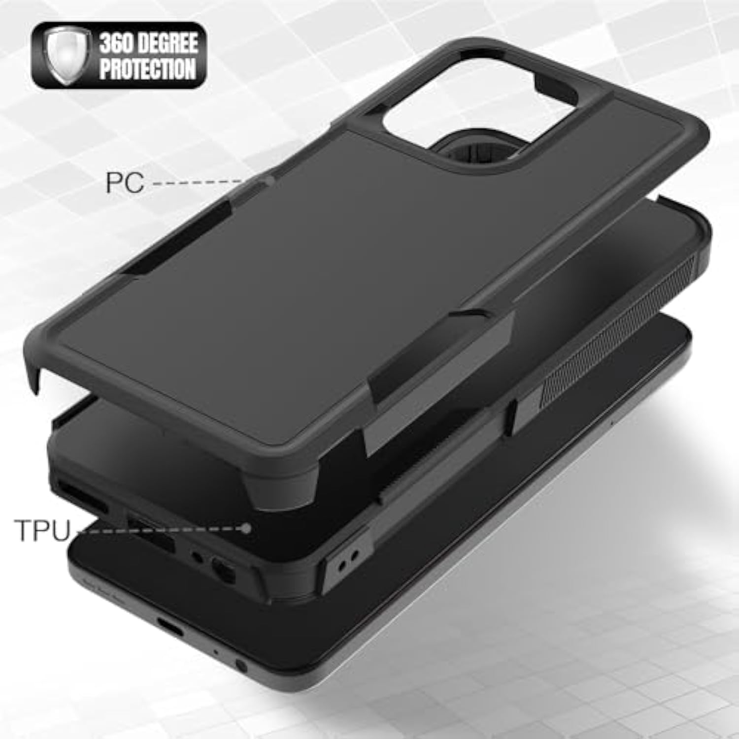 For Moto G 5G 2025 Case, [Military Grade Drop Tested] With Screen Protector, Dual Layer Protective Heavy Duty Cell Phone Cover Non-Slip Shockproof Case For Motorola Moto G 5G 2025 (Black)