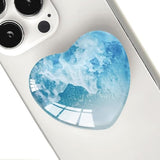 Expandiing Moblile Phone Grip Heart Glass Holder for Smartphones, Cell Phone Collapsible Stand? Wave Ocean