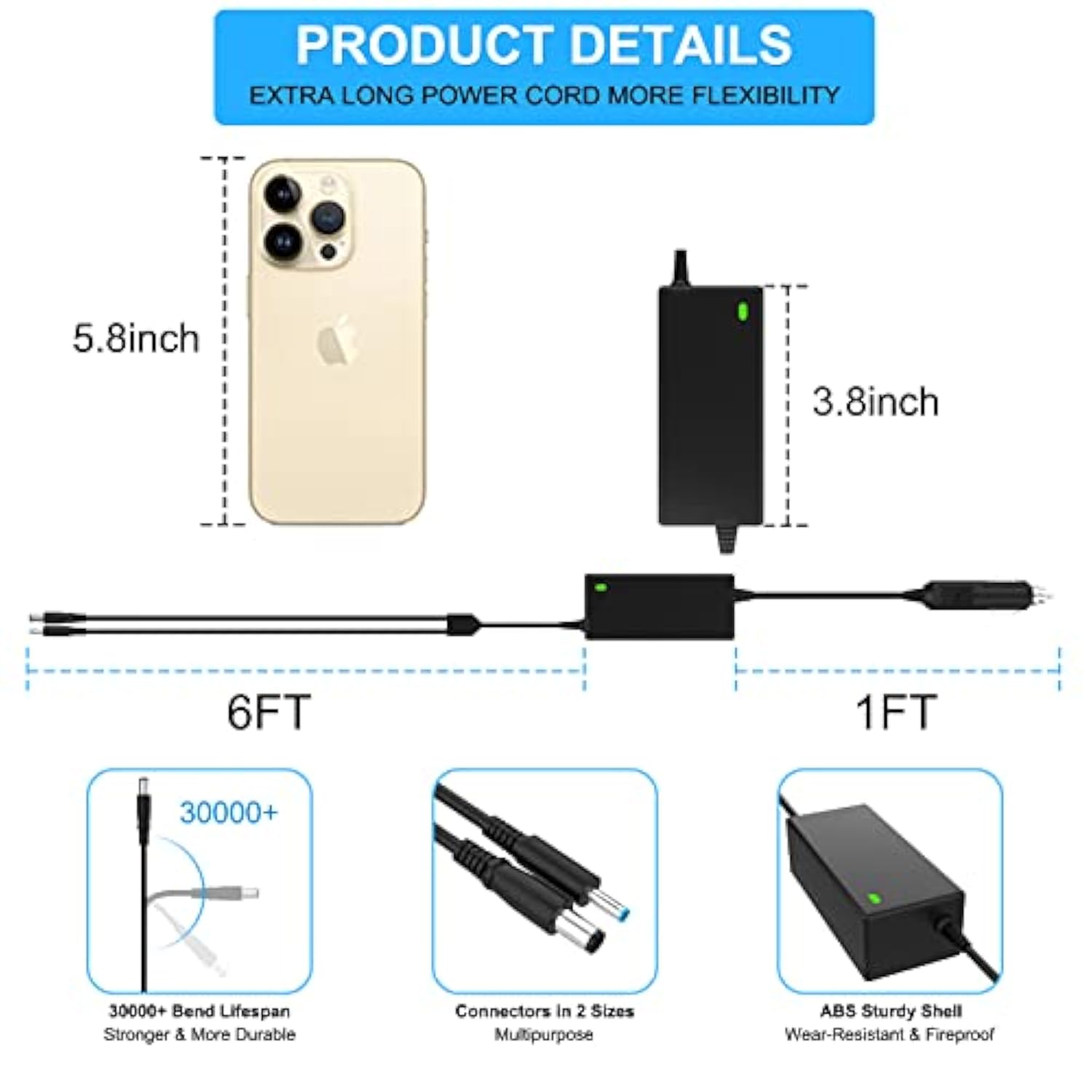 Car Charger For Dell Laptop Car Charger 90W, Laptop Car Charger For Dell Inspi