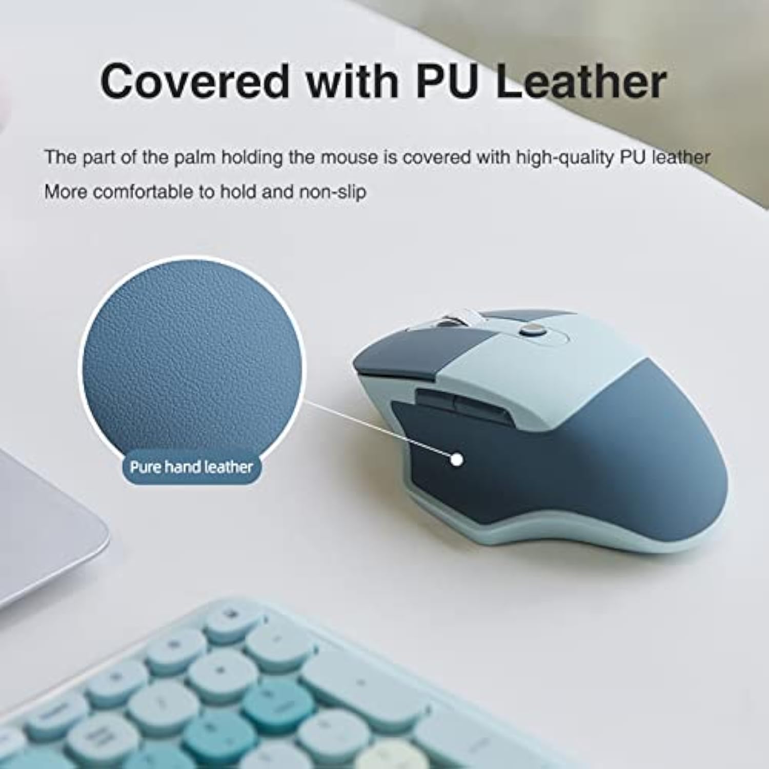 Ergonomic 2.4G & Bluetooth Dual Mode Wireless Mouse With Pu Cover, Soundless K