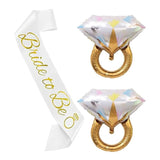Bride To Be Sash & 2Pc 26" Diamond Ring Foil Balloons for Bachelorette Party