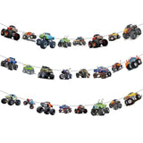 Monsters Trucks Banner Bunting Garlands – Pre-Assembled Trucks Off-Road Vehicles Theme Party Supplies | Truck & Cars Decorations For Monster Truck Theme Party, Kids’ Birthdays, Baby Showers, Playdates