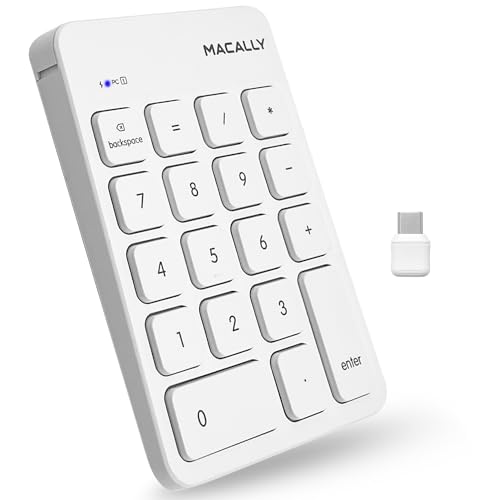 Usb C Wireless Number Pad | Numeric Keypad For Mac Macbook Imac | Wireless 10 Key For Laptop Pc Computer Notebook Surface Chrome (2.4G Usb) Perfect For Data Entry Numpad Number Keyboard