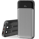 Portable Charger,10000Mah 22.5W Pd Fast Charging Power Bank,With Built-In Cables,4 Outputs 2 Inputs,Travel Essential Phone Power Bank.For Iphone, Ipad,Android,Google, And More(Black)