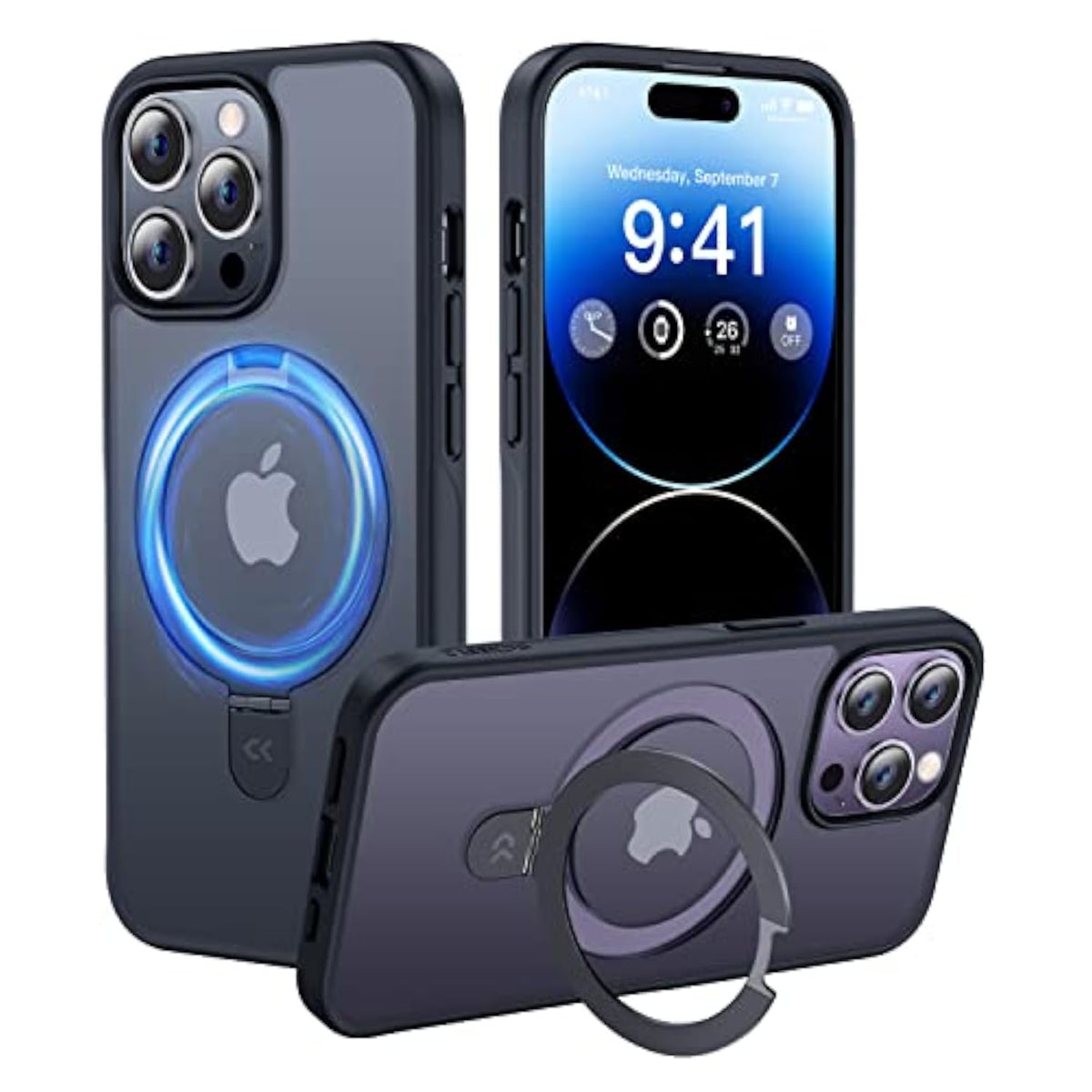 iPhone 14 Pro Max Case with Magnetic Invisible Stand, Black - MagicStand Series