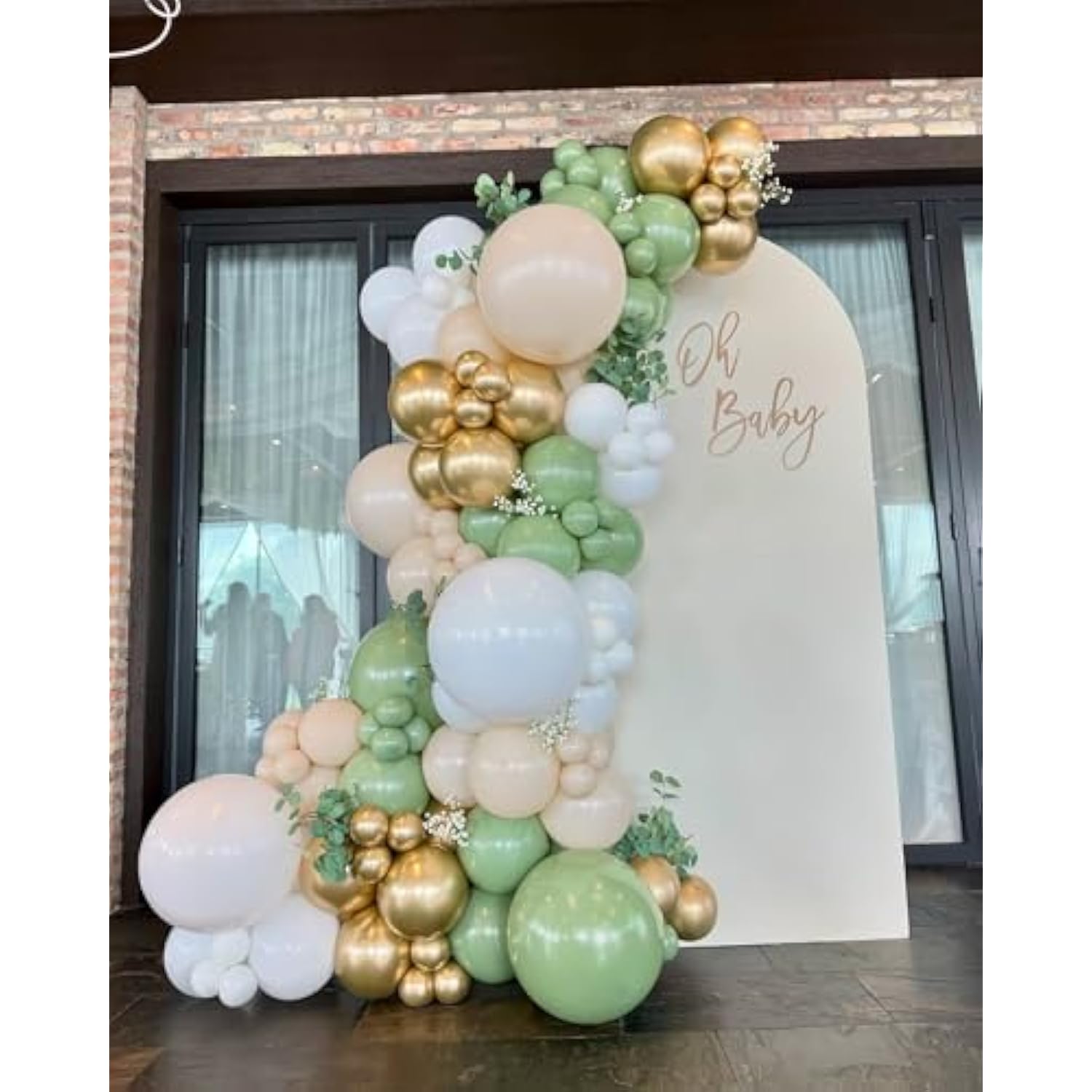 Sage Green White Gold Balloon Arch Kit, 156Pcs Latex Balloons Different Sizes 18 12 10 5 Inch Party Balloon Garland Kit For Baby Shower, Wedding, Engagements, Birthday, Anniversary Decorations