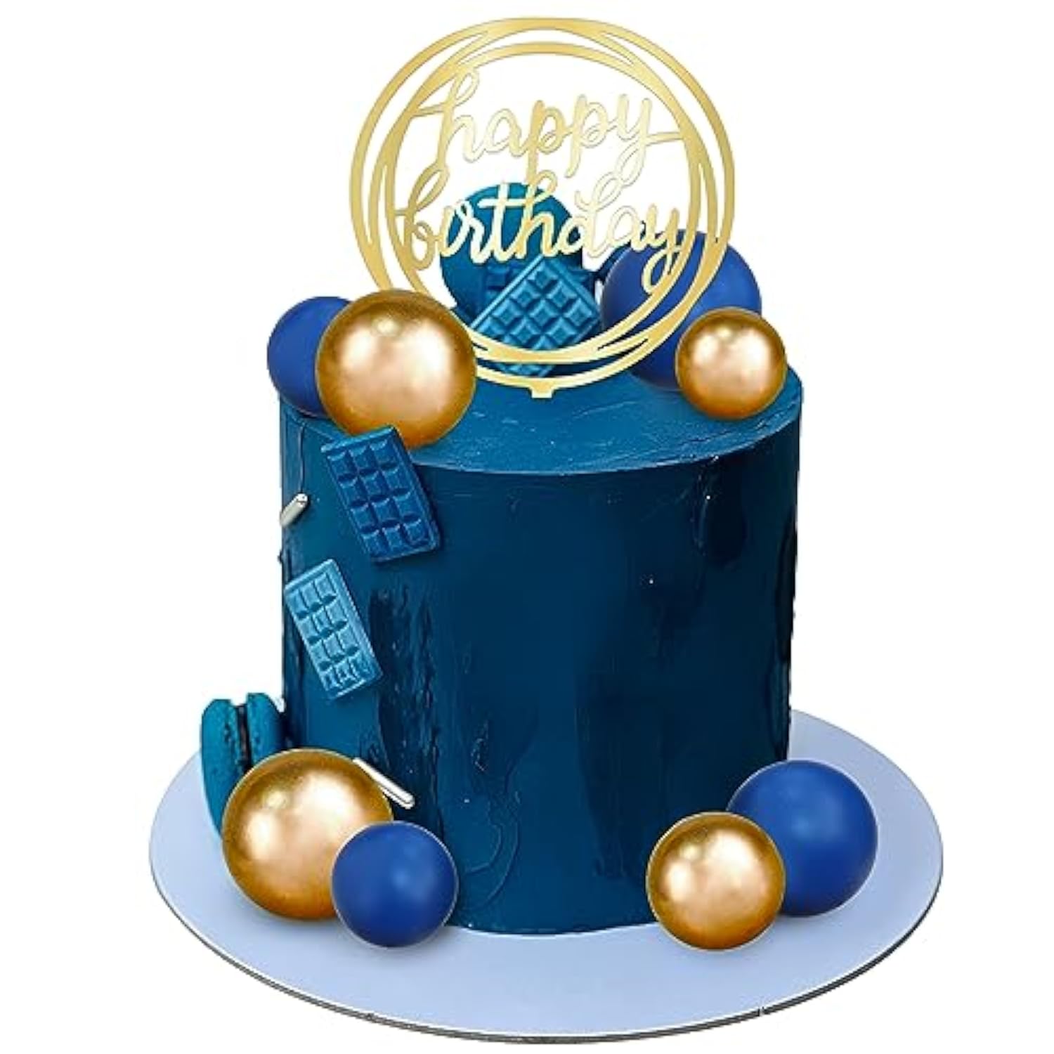 Ball Cake Toppers Simplicity Blue Gold Ball Cake Toppers Diy Cake Insert Topper Foam Cake Balls Baking Decoration For Wedding Anniversary Birthday Baby Shower Party Supplies (Blue Gold)