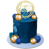 Ball Cake Toppers Simplicity Blue Gold Ball Cake Toppers Diy Cake Insert Topper Foam Cake Balls Baking Decoration For Wedding Anniversary Birthday Baby Shower Party Supplies (Blue Gold)