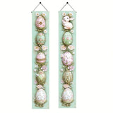 Welcome Easter Egg Porch Sign Banner 2Pcs Happy Easter Door Banner Decoration Bunny Easter Front Door Welcome Sign Hanging Banner For Spring Easter Party Supplies 78X12 Inch
