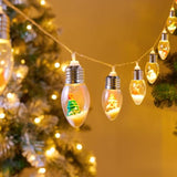 Indoor Christmas Lights, 7.5Ft Battery Powered String With Santa, Gifts And Adorable Ornaments Inside Snow Globes, Ideal