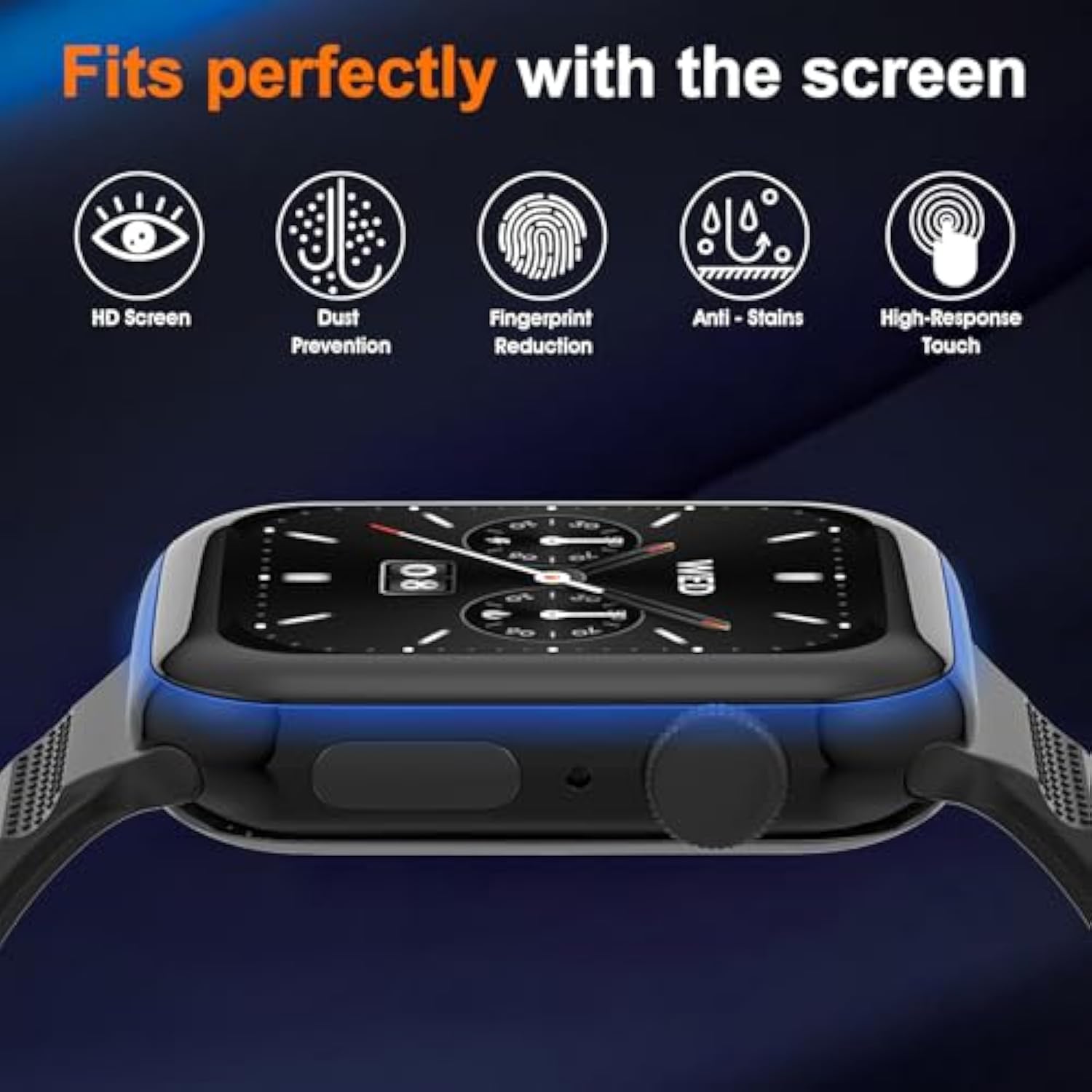 6-Pack 3D Hd Clear Screen Protectors Compatible With Apple Watch 38Mm/40Mm/41Mm/42Mm/44Mm/45Mm/46Mm/49Mm Compatible With S1/2/3,S4/5/6Se,S7/8/9,S10,Ultra 1/2/3 All Models (38Mm/Black, S1/2/3)