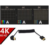 3.9Ft Hdmi 4K Coiled Cable, Hdmi 2.0 Version Hd High Speed Cable, 90 Degree Do