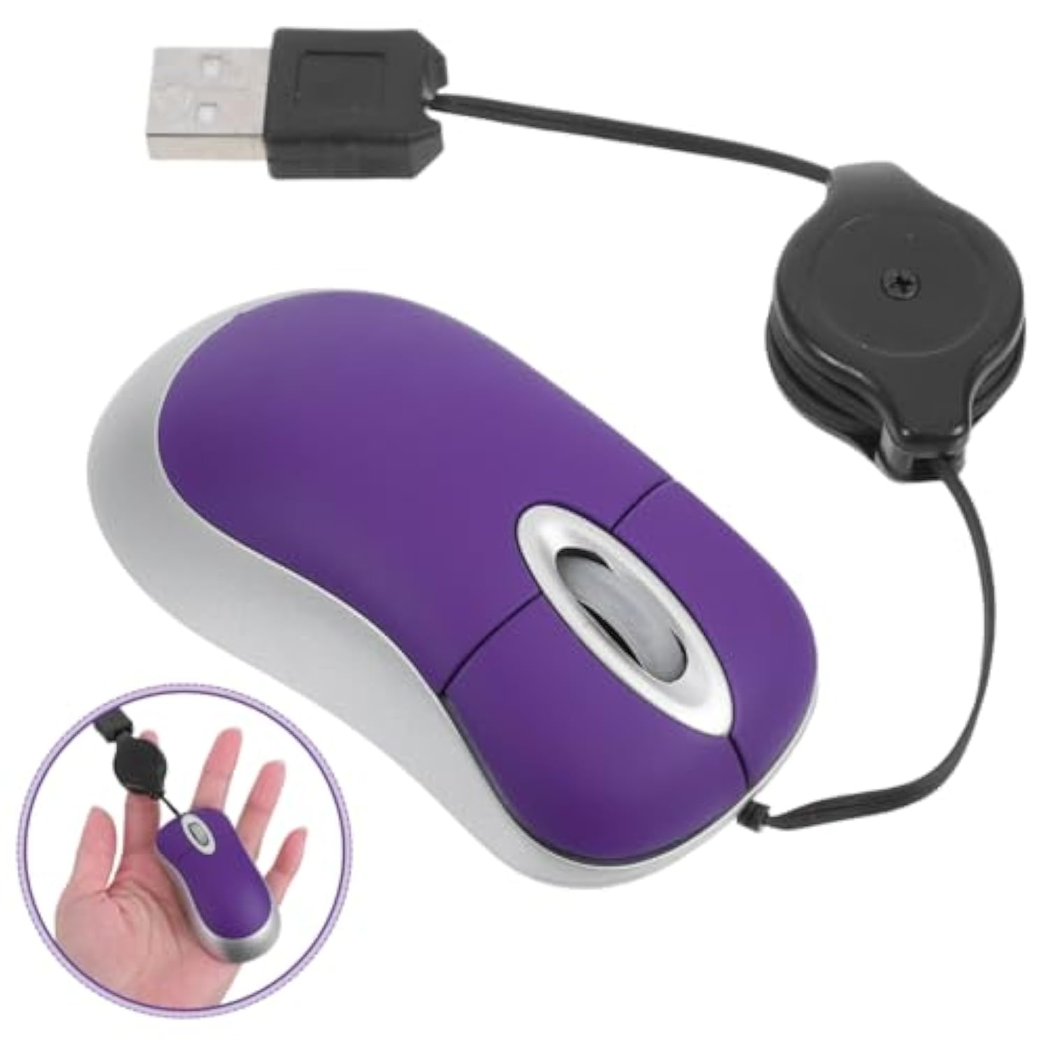 3Pcs Mouse Laptop Computer Mini Computer Retractable Usb Mouse Arc Mute Usb Mice Notebook Purple Mini Small Travel