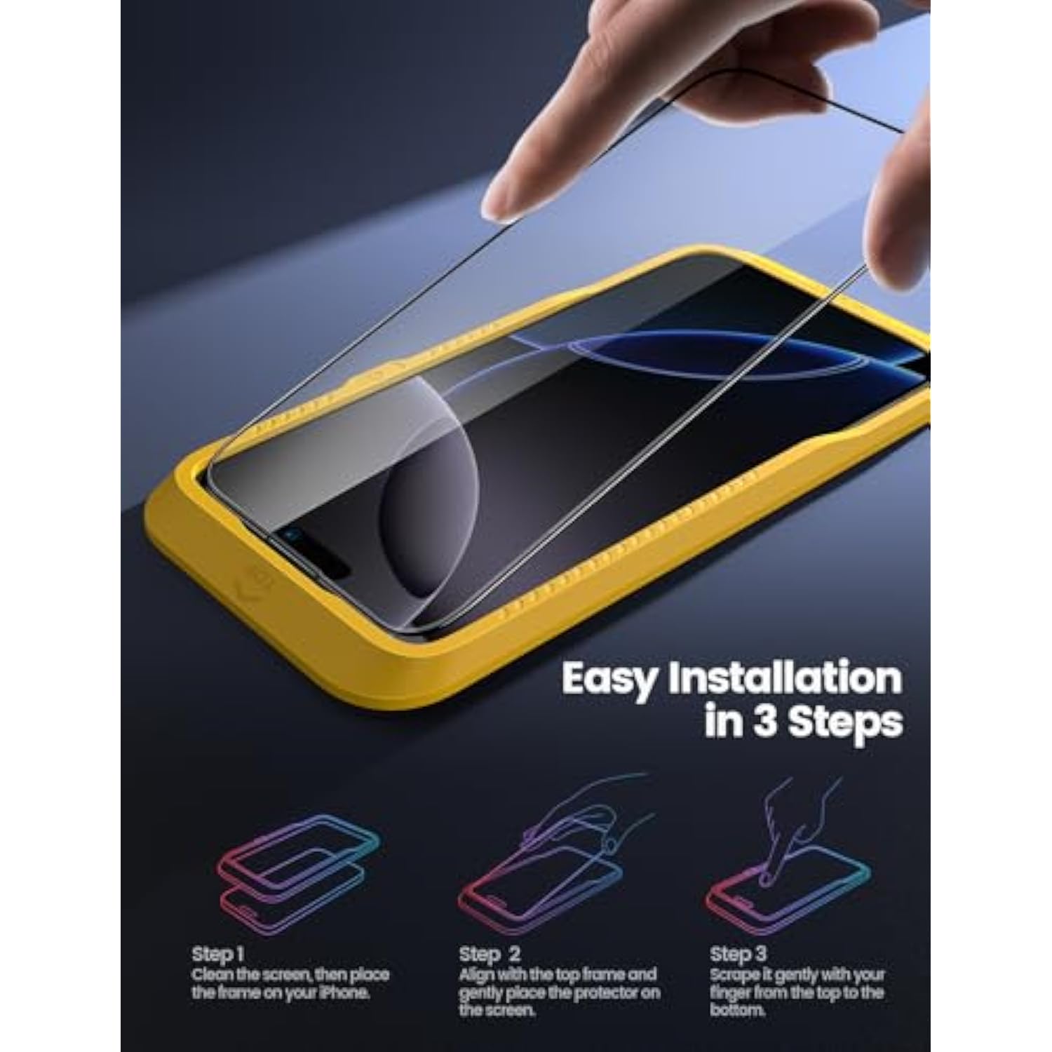 2-Pack Screen Protector for iPhone 16 Pro Max [6.9"], 9H Glass, Easy Align, HD Clear