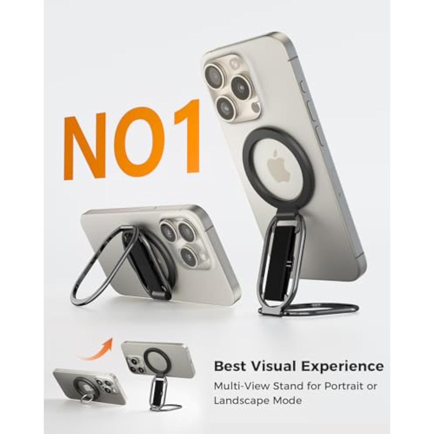 4-in-1 MagSafe Phone Grip with Kickstand & Finger Loop for iPhone 15/14/13/12