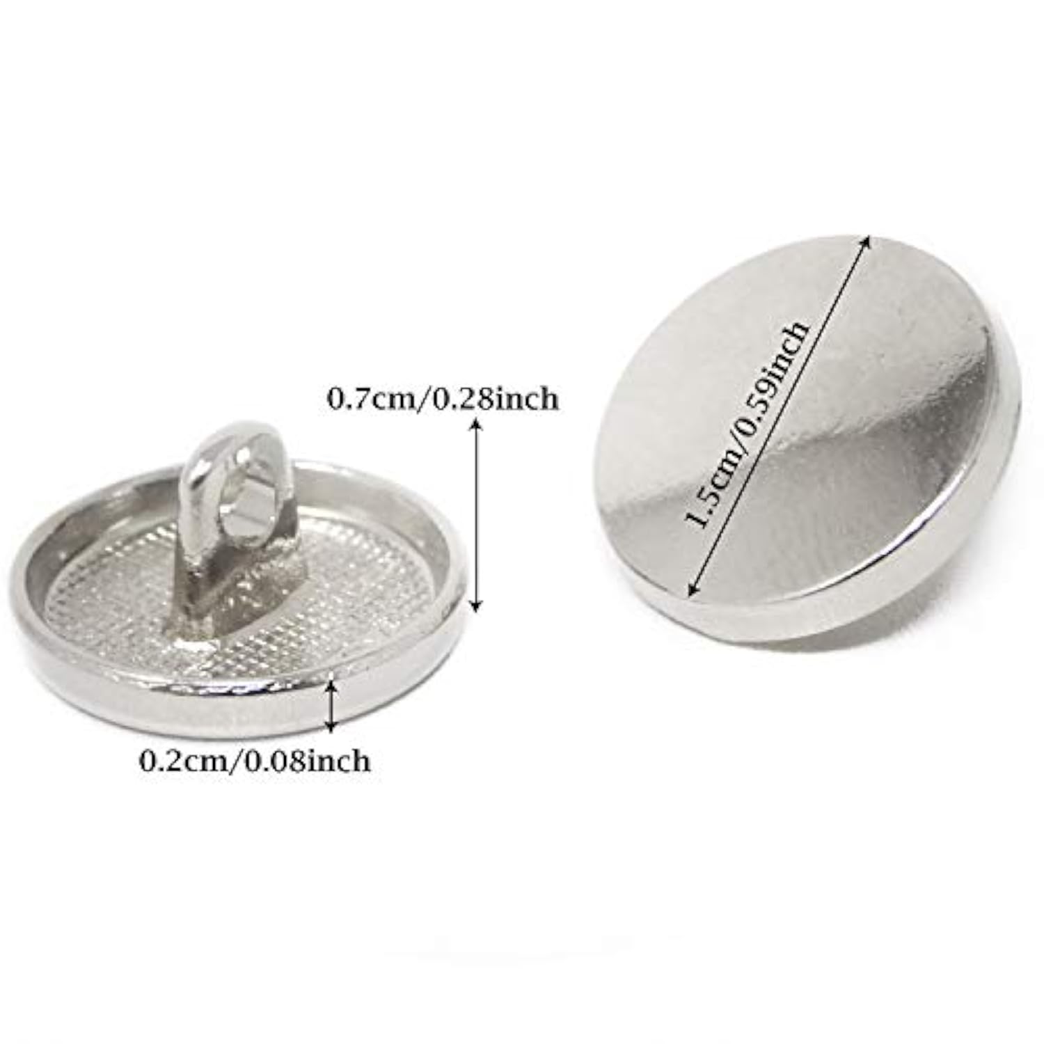 50Pcs Metal Round Flat Buttons Coat Jacket Shirt Trousers Buttons For