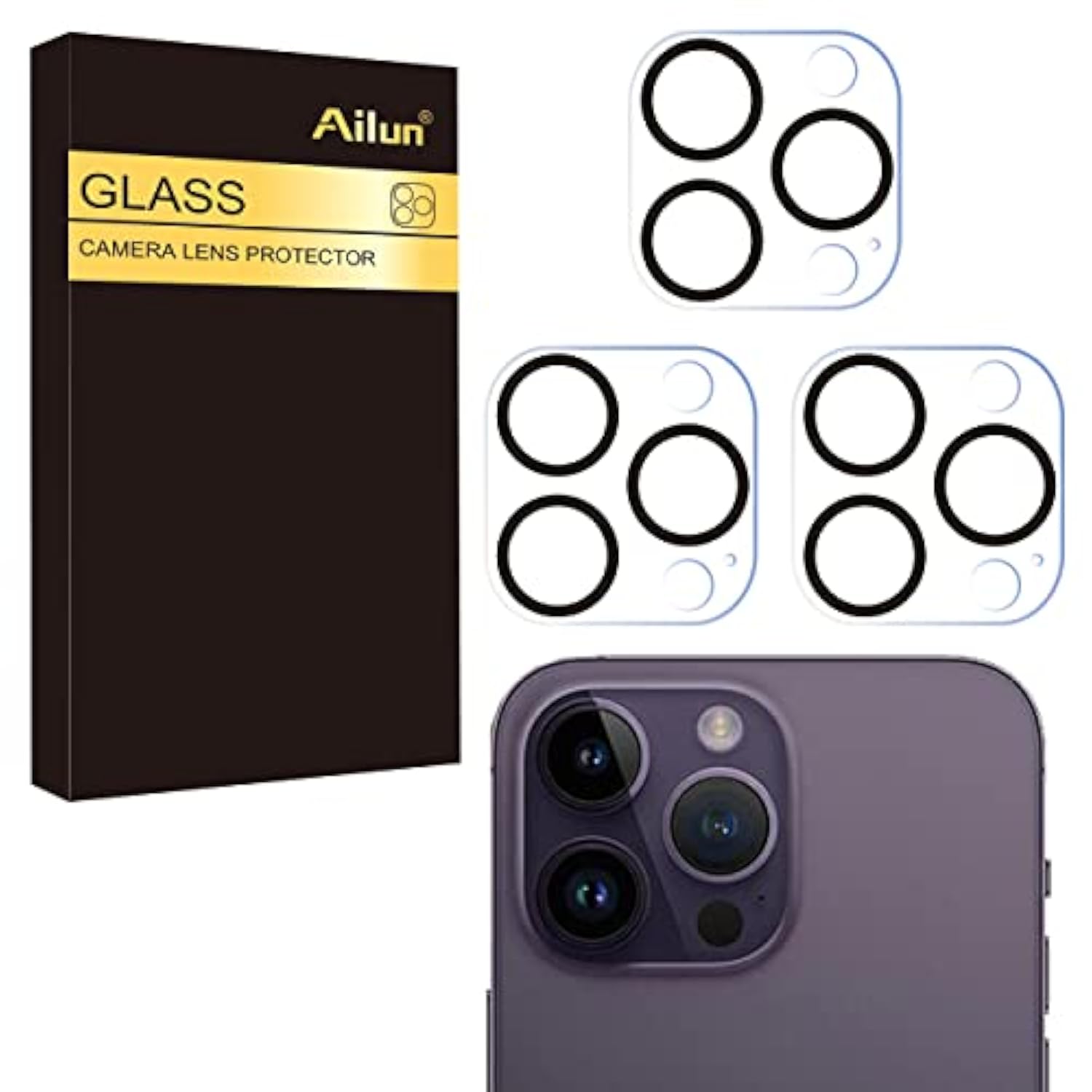 3-Pack iPhone 16/14 Pro Camera Lens Tempered Glass Protector 6.1-6.9 Inch