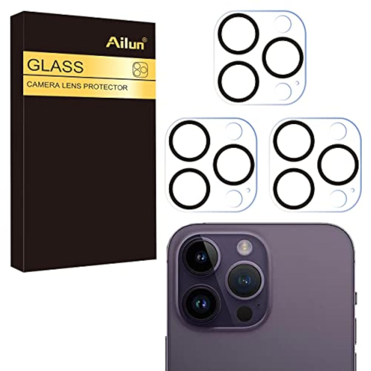 3-Pack iPhone 16/14 Pro Camera Lens Tempered Glass Protector 6.1-6.9 Inch