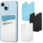 Phone Wallet Stick On, 6Pack Phone Card Holder, Silicone Card Holder For Back Of Phone Case, Sticky Credit Card Holder For Iphone,Samsung,Smartphones—White,Sky Blue,Black