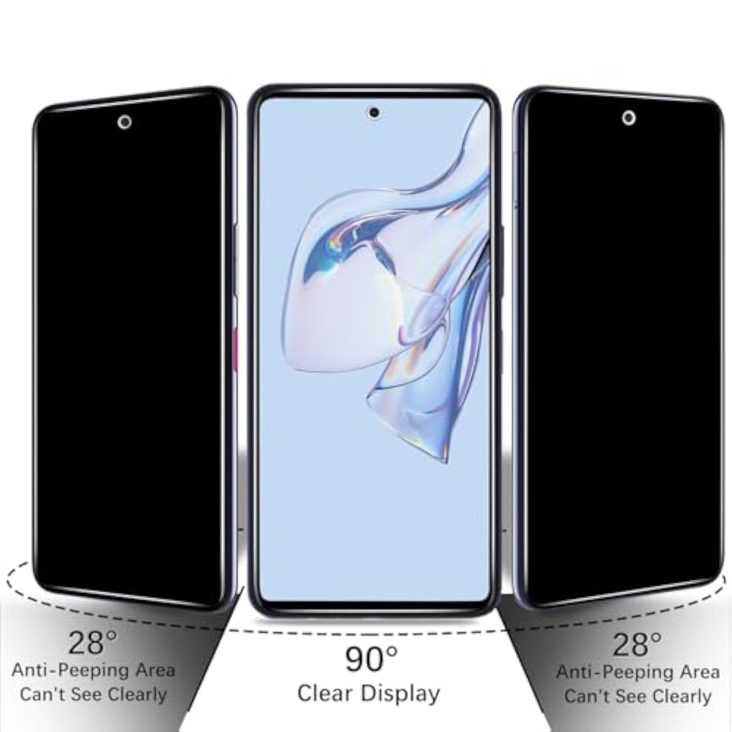 (3 Pack Privacy Screen Protector Designed For T-Mobile Revvl 7 Pro 5G Anti-Spy Tempered Glass Film, Anti Scratch, Bubble Free, Black