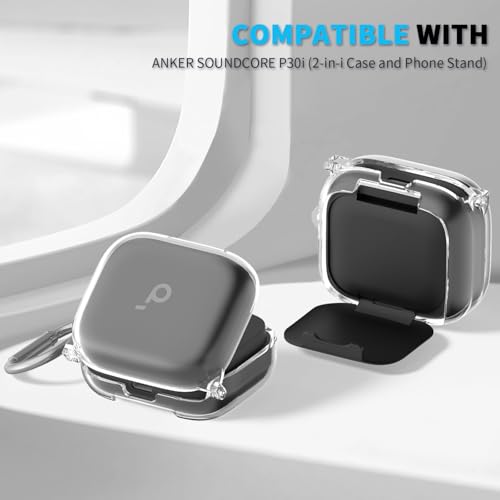 for Anker Soundcore P30i Case Cover, Clear TPU Protective Case Cover, Compatible with Anker Soundcore P30i Charging Case with Carabiner (Clear)