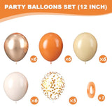 12 Inch Fall Balloons Set Orange Champagne Gold Metallic Balloons for Thanksgiving Party