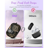 Airpods Pro 3 Case with Safety Lock Cute Women's Design Hard Shock Protective Cover with Keychain for Airpods Pro 3rd Generation 2025,Sun Moon