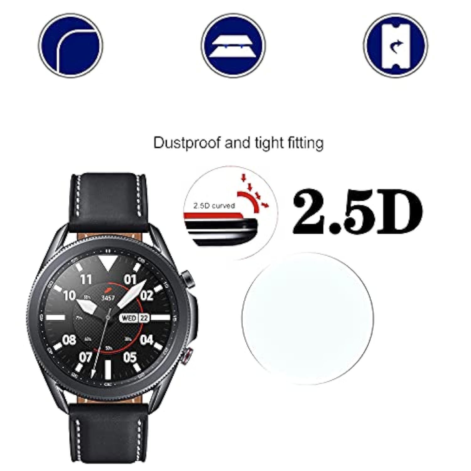 Tempered Glass Protector For Samsung Galaxy Watch3 (45Mm)-Anti-Fingerprint, Anti-Scratch,2.5D 9H Hardness [4 Pack] Hd Screen Protector Compatible With Samsung Galaxy Watch3 (45Mm)