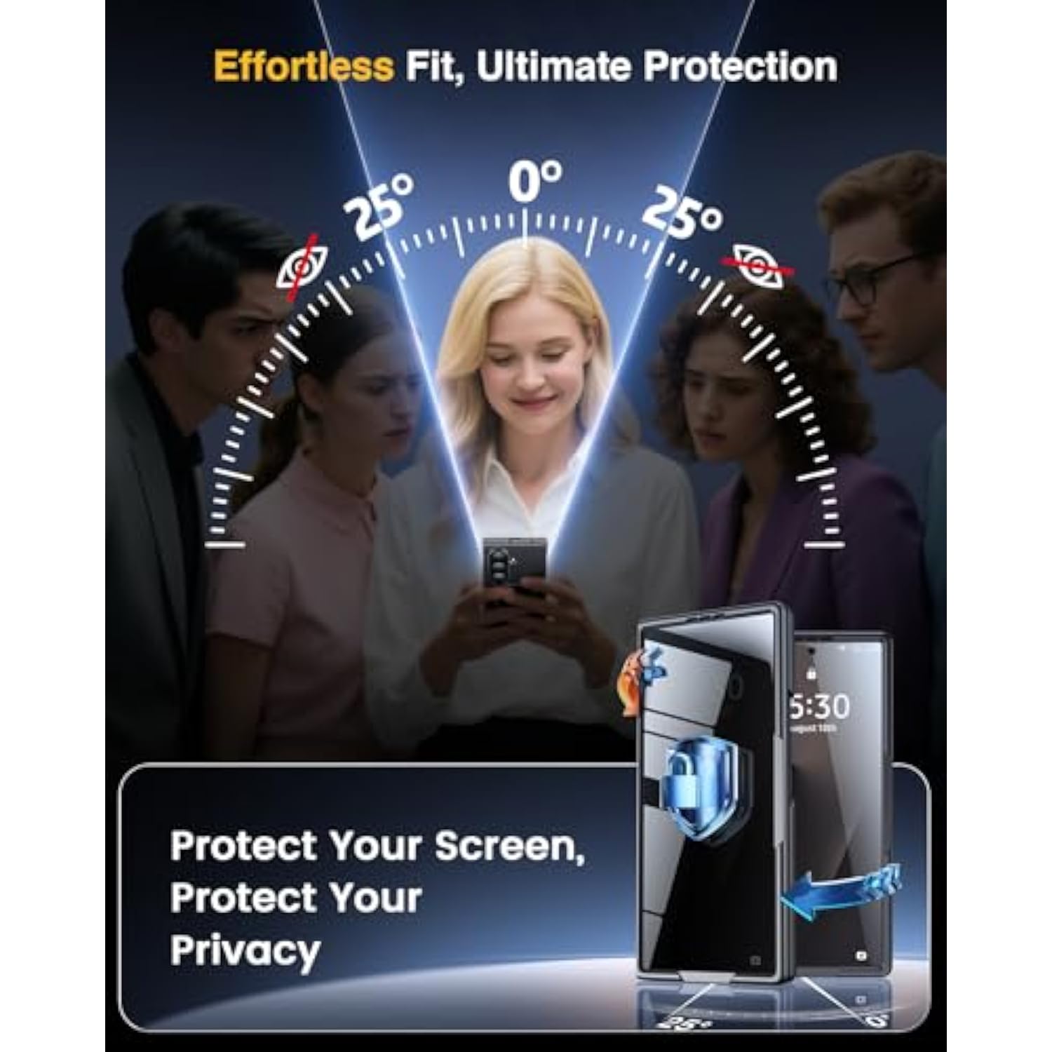 Magnetic For Samsung Galaxy Z Fold 7 Case With Privacy Screen Protector, [Compatible With Magsafe][Anti Spy] Full-Body Protective Slim Phone Case For Galaxy Z Fold 7, Black