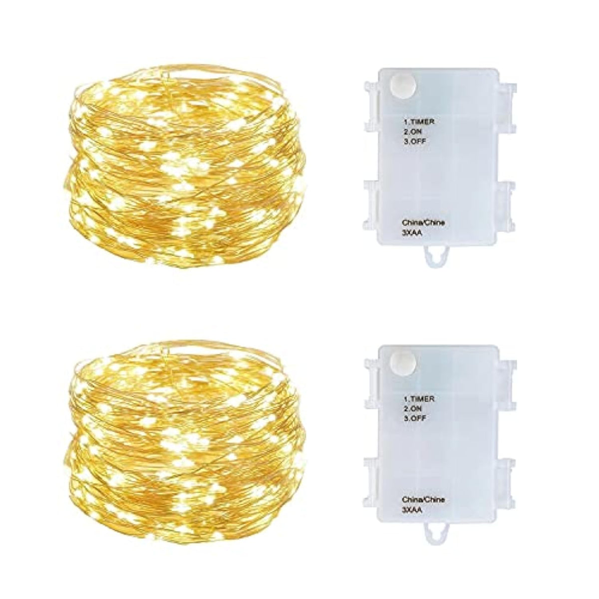 Set Of 2 Battery Operated Mini Led Fairy Light Dewdrop Lights With Timer 6 Hours On/18 Hours Off For Wedding Centerpiece