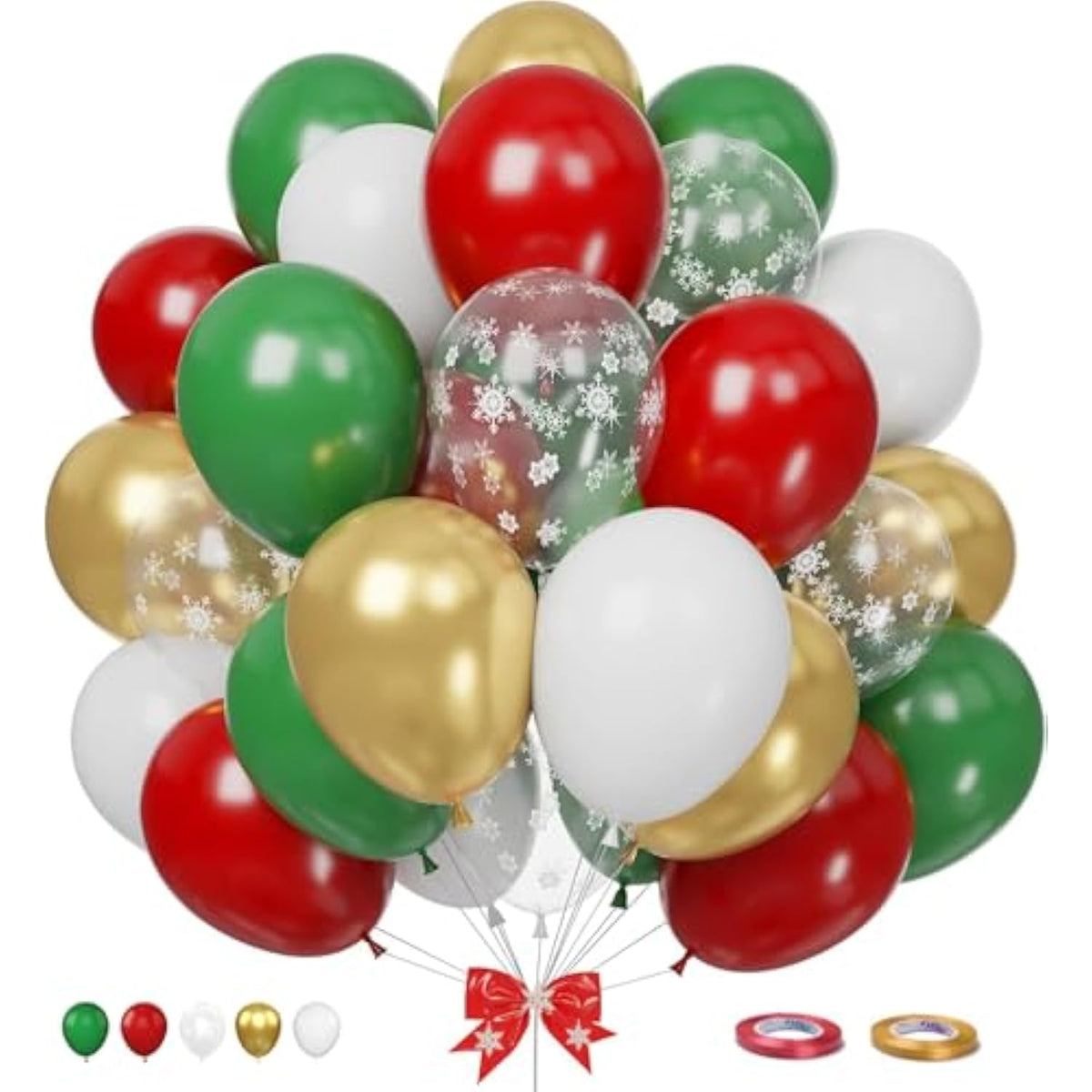 66 Pcs Christmas Balloon Arch Kit Red, Green & Metallic Gold Garland