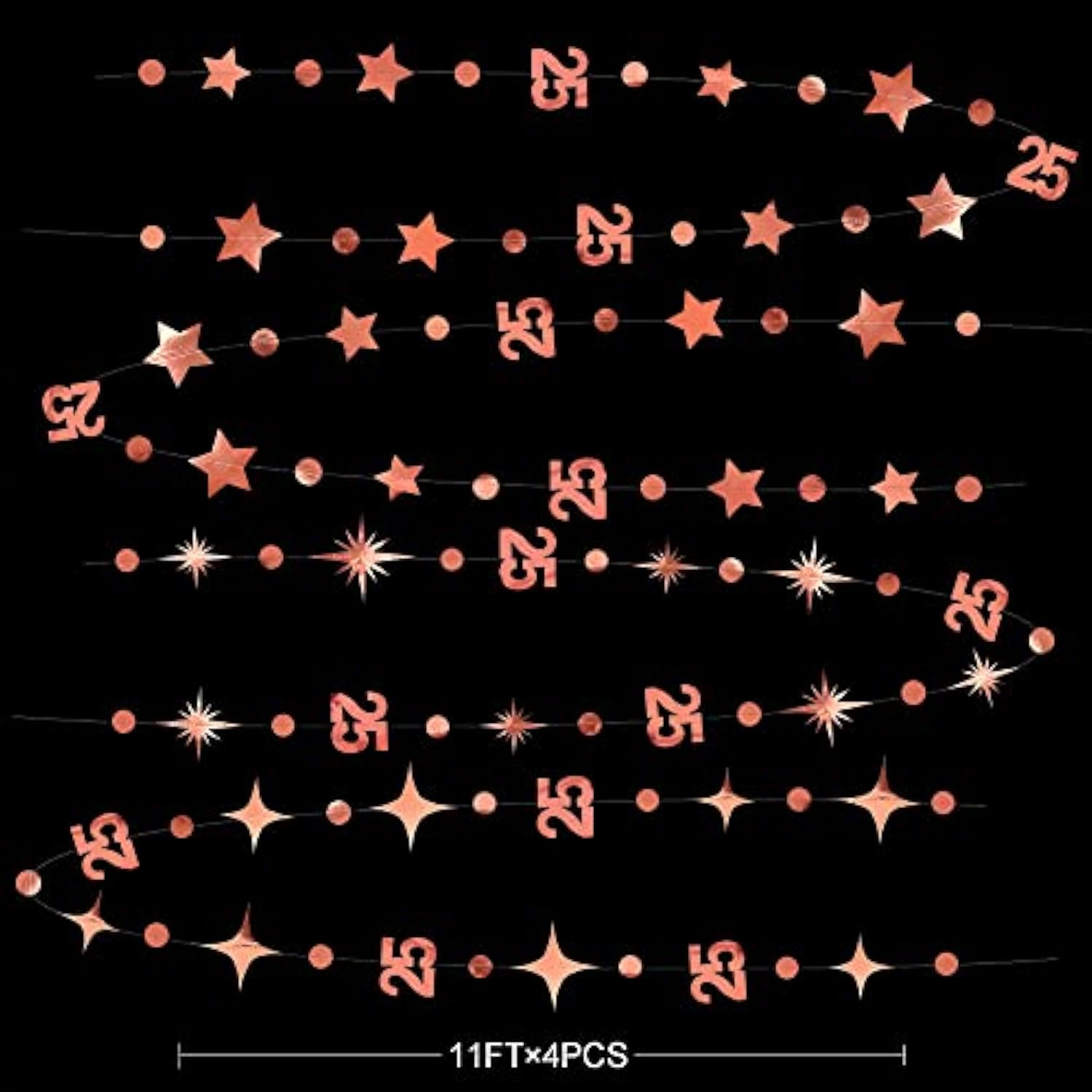 Rose Gold 25th Birthday Garland – Twinkle Stars & Number 25 Bunting for Girls