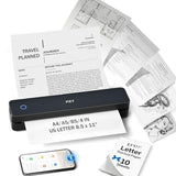 Inkless Portable Printer, Wireless Thermal Printer For Travel Support 8.5"X11" Us Letter & A4 B5, Mt610 Small Bluetooth Mobile Printers With Ios Android Laptop For Home Car Office School, Black