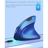 Ergonomic Mouse Wireless, Rechargeable Mouse Silent For Carpal Tunnel Right Hand, 2.4Ghz Usb Vertical Mouse Wireless For Laptop Etc, 3 Adjustable 800/1200/1600 Dpi, Blue