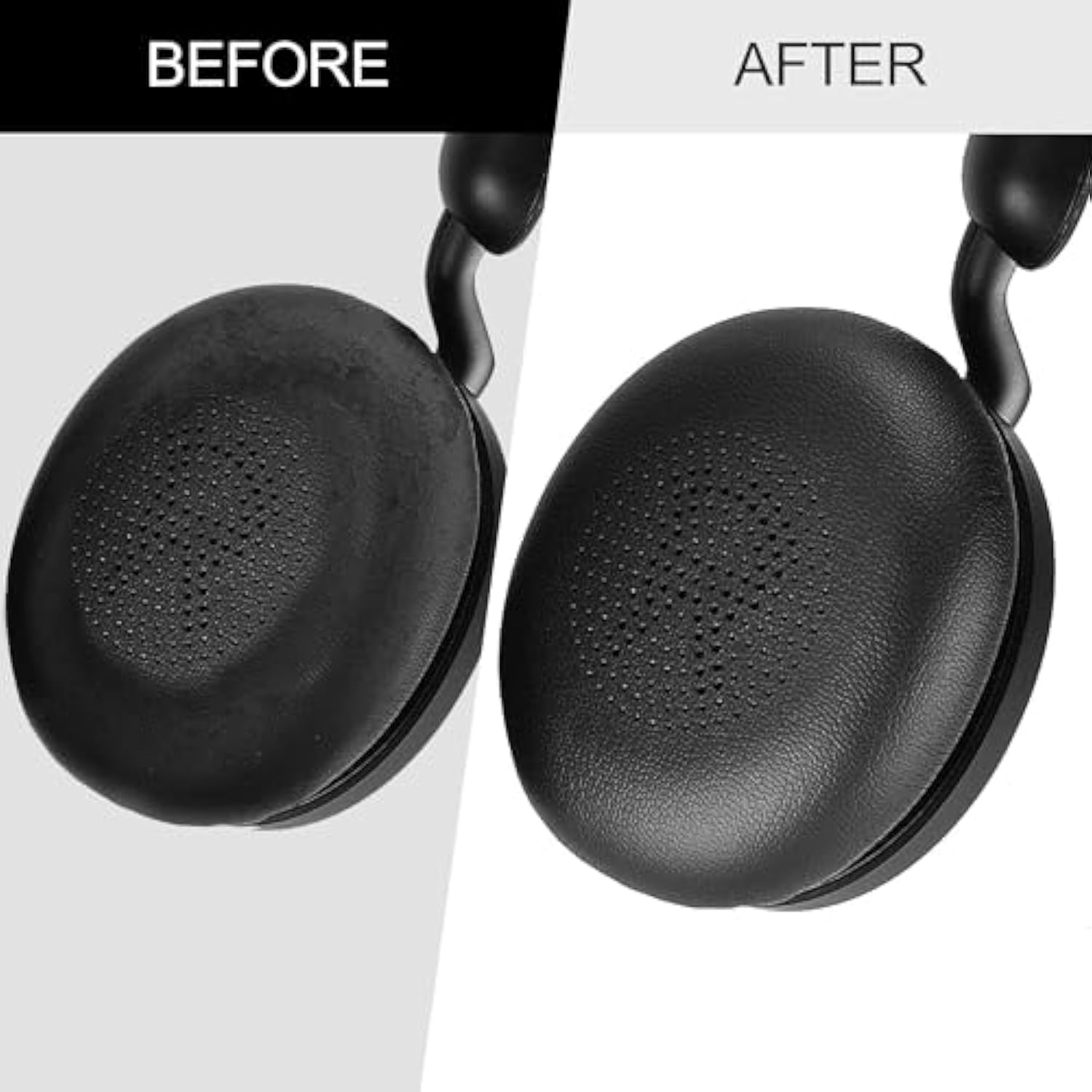 Replacement Earpads For Jabra Evolve2 65 - Softer Protein Leather Ear Pads Cushions For Jabra Evolve2 65/ Evolve2 40/ Elite 45H On-Ear Wireless Headset (Black)