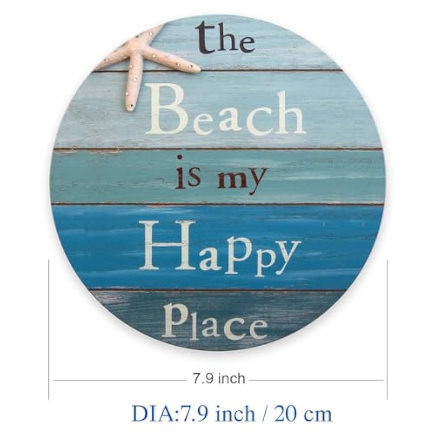 Round Mouse Pad, The Beach Is My Happy Place Customized Premium-Textured Mouse Mat, Washable Mousepads With Non-Slip Rubber Base Small Mousepad, 7.9×7.9×0.12 Inches