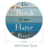 Round Mouse Pad, The Beach Is My Happy Place Customized Premium-Textured Mouse Mat, Washable Mousepads With Non-Slip Rubber Base Small Mousepad, 7.9×7.9×0.12 Inches