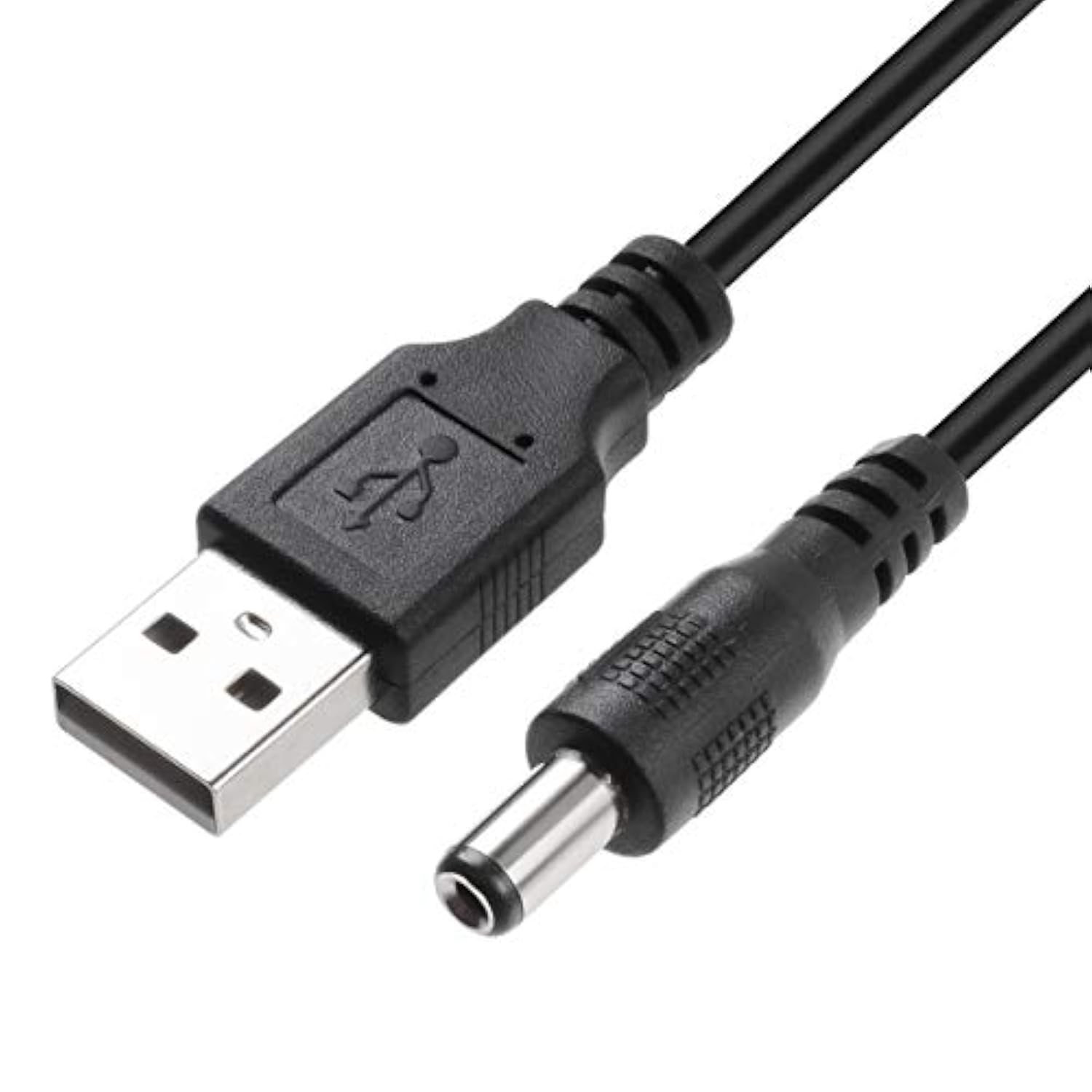 Usb 2.0 A Male To Dc 5.5X2.1Mm 5 Volt 24Awg Dc Connector Charge Barrel Jack Power Cable Black, 3Ft (Max 2.5 Ampere Power Cable, Center Pin Positive),2Pack