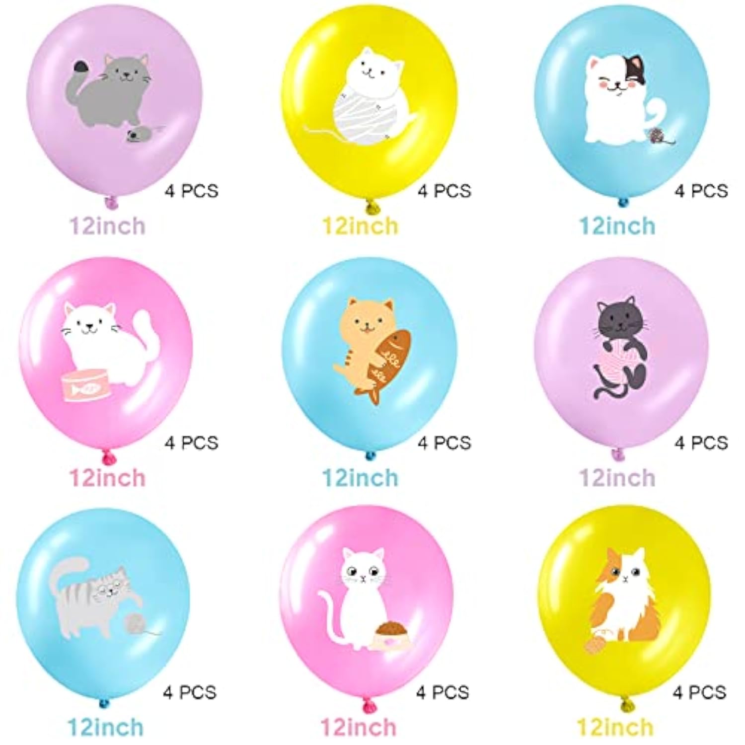36 Pcs Cat Theme Party Latex Balloons Animal Print Decorations Cartoon Cat Party Favors For Boy Girls Kitty Theme Birthday Supplies, 12 Inches