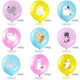 36 Pcs Cat Theme Party Latex Balloons Animal Print Decorations Cartoon Cat Party Favors For Boy Girls Kitty Theme Birthday Supplies, 12 Inches