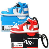 [2Pack] For Apple Airpods 4Th Generation Case Cover(2024), Cute Cartoon Shoe Box Soft Silicone Protective Cases For Airpods 4 Case With Keychain For Women Men?Red+Blue