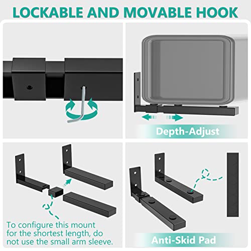 Center Channel Speaker Wall Mount, Universal Soundbar Wall Mount Bracket Hold up to 30 lbs, Arms Extend Adjustment from 7 to 11.5 inch (SLK201), Black