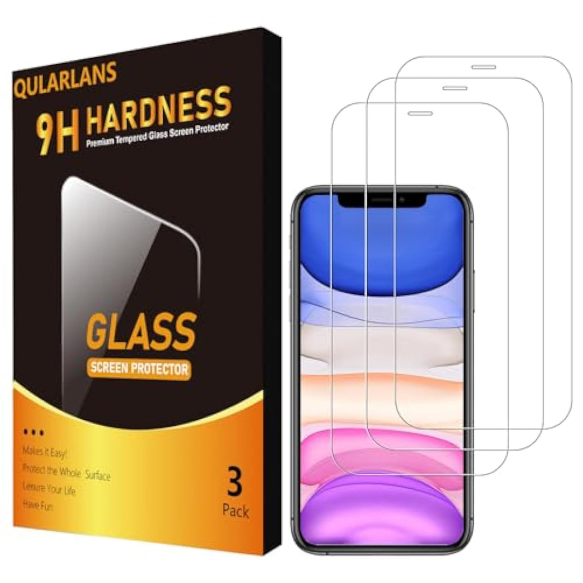 iPhone 11/XR 6.1 Inch 3-Pack Tempered Glass Screen Protector 9H HD