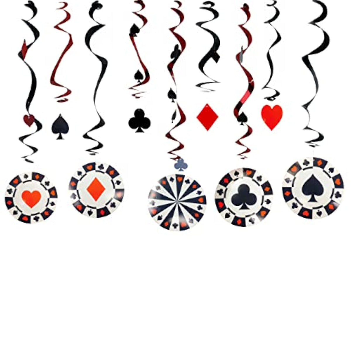 18Pc Casino Party Hanging Swirls Decorations Vegas Poker Birthday Party