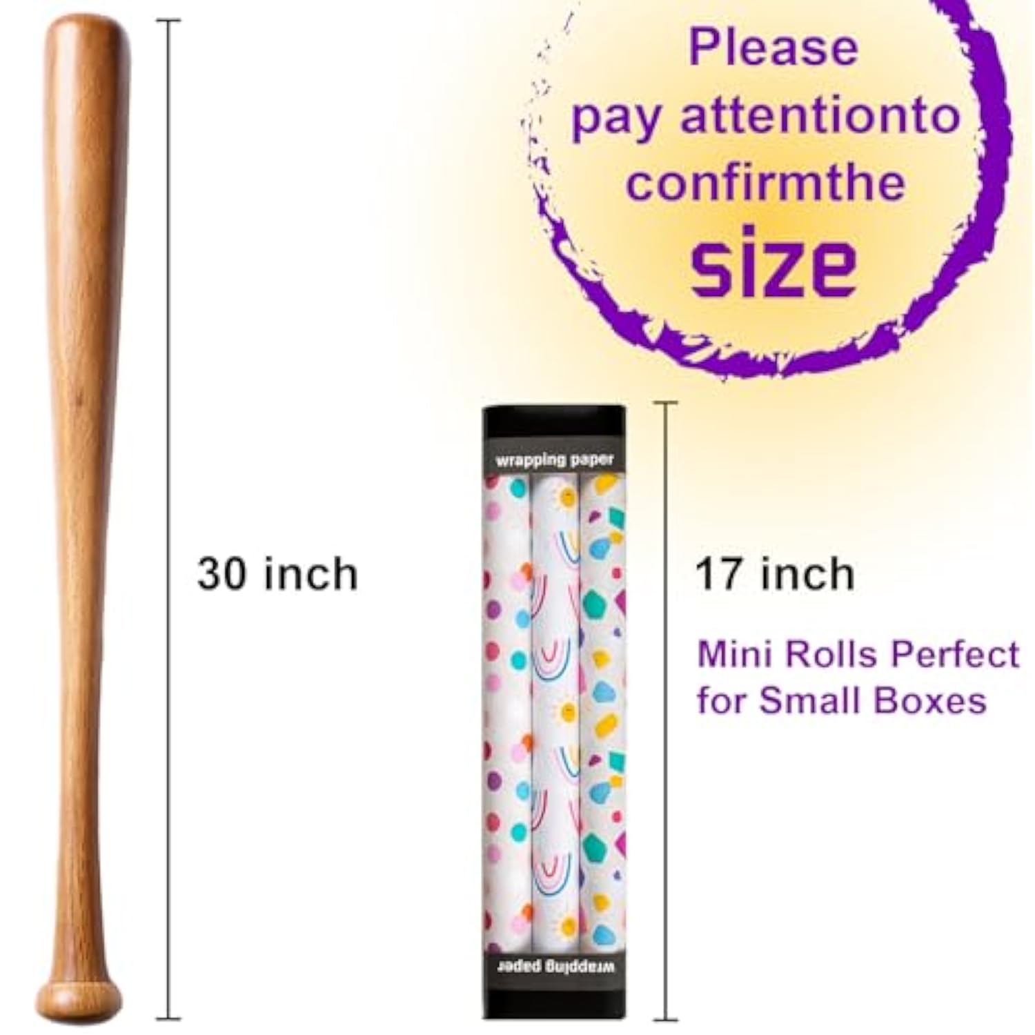 Gift Wrapping Paper - 3 Mini Rolls - Colorful Rainbow Sun Polka Dots Cute Birthday Wrapping Paper Roll For Holiday, Shower, Congrats - 17 Inch X 120 Inch Per Roll