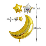 12 Pcs Moon Star Mylar Balloons, 36Inch Big Gold Moon Balloons And Silver Star Foil Balloon For Baby Shower Birthday Wedding Party Decorations